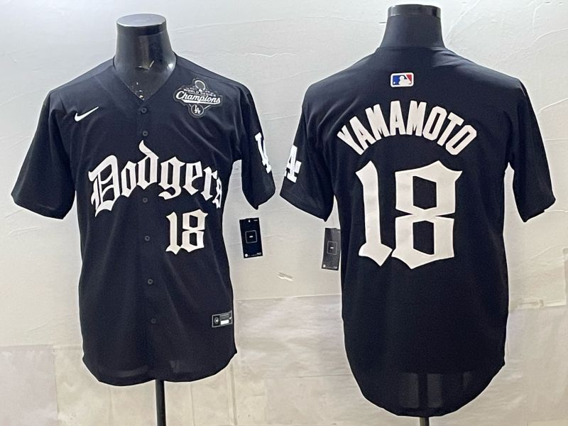 Men 2026 Nike Los Angeles Dodgers #18 Yamamoto Black Game MLB Jersey 012->los angeles dodgers->MLB Jersey